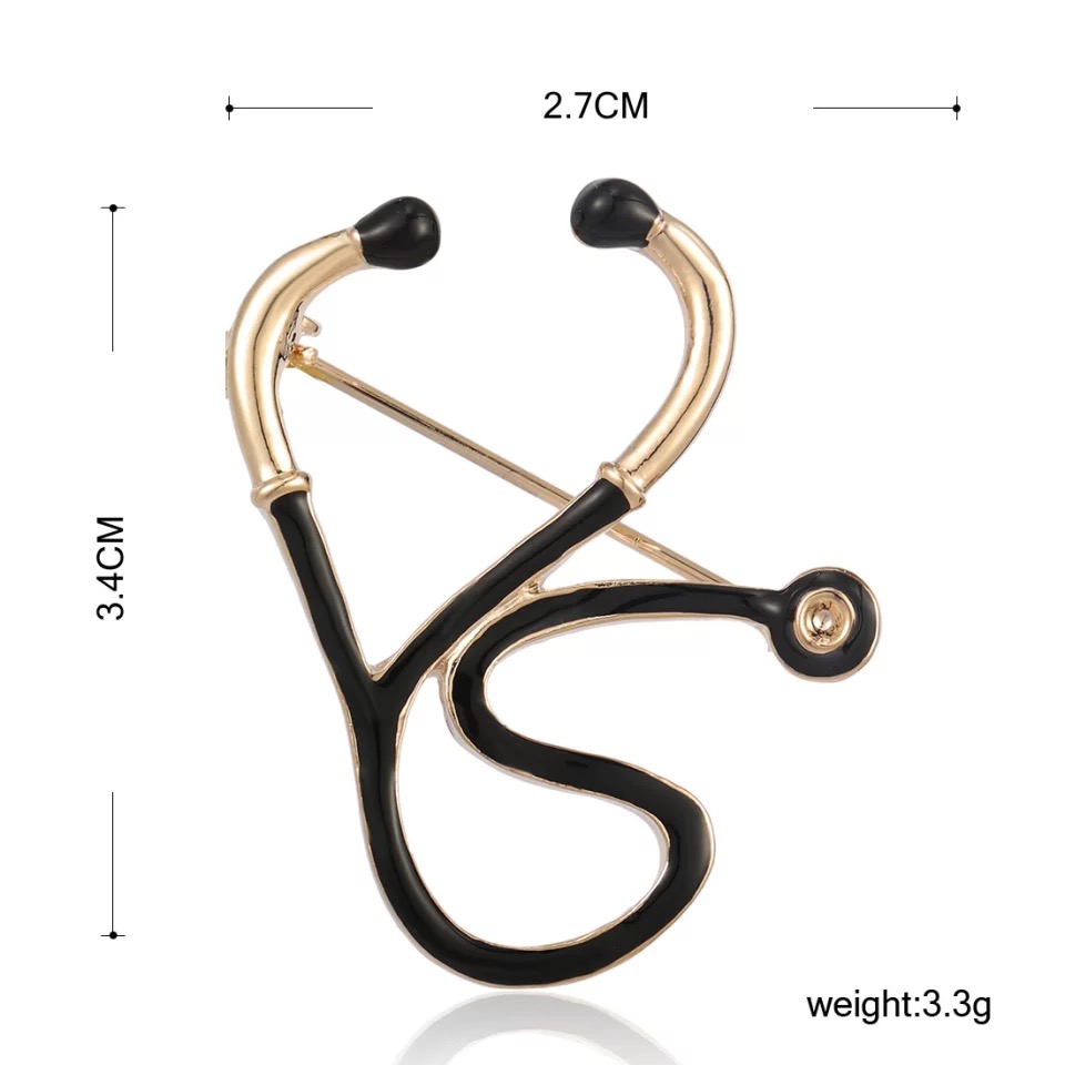 Black Stethoscope Brooch Tooshup